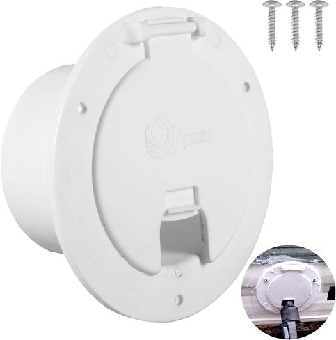 (عبوة من قطعتين، أغطية فتحة RV بيضاء، فتحة كابل كهربائي دائرية لمقطورة RV، غطاء فتحة سلك الطاقة للمنزل مع براغي ملحقات RV، فتحة كابل سلك الطاقة in Kuwait