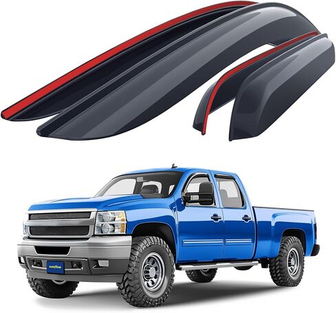 Goodyear Shatterproof Window Deflectors for Trucks GMC Sierra 2019-2026 Crew Cab, Tape-on Rain Guards, Vent Deflector, Vent Visor, Truck Accessories, 4pcs- GY003181LPv in Kuwait