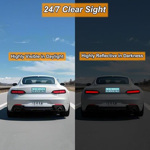 4Pcs Novice Driver Car Sticker Magnets, 4 Styles Reusable Reflective Magnetic Novice Attention Sign Rectangular Warning Bumper Magnetic Sticker Colorful for Car in Saudi Arabia