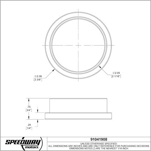 Speedway Motors Metric Brake Pad Spacer for .810″ Rotors and Stock Calipers, Zinc-Plated Steel Spacer to Offset Brake Pads .242″ from Piston, 2.38″/2.05″ Diameter in Saudi Arabia