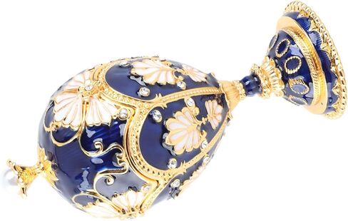 Egg Style Trinket Box, Hinged Enamelled Rhinestones Vintage Jewelry Storage Box with Zinc Alloy Material, for Home Decor Gift Collectible Keepsake (Gold Red) in Saudi Arabia