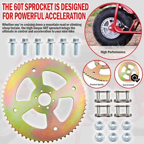60T High Speed Rear Chain 6 Hole Sprocket # 40 41 420 Replacement for Coleman CT100U CC100X Mega Moto MMB80 105 Baja Doodle Bug DB30 Motovox MBX10 Mini Bike in Kuwait