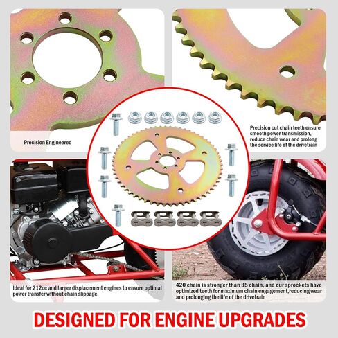 60T High Speed Rear Chain 6 Hole Sprocket # 40 41 420 Replacement for Coleman CT100U CC100X Mega Moto MMB80 105 Baja Doodle Bug DB30 Motovox MBX10 Mini Bike in Kuwait