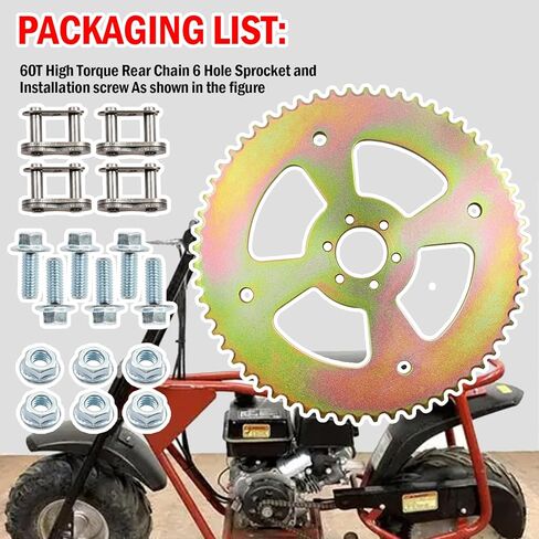 60T High Speed Rear Chain 6 Hole Sprocket # 40 41 420 Replacement for Coleman CT100U CC100X Mega Moto MMB80 105 Baja Doodle Bug DB30 Motovox MBX10 Mini Bike in Kuwait