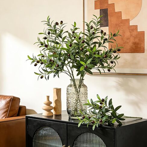 Bdor 5 Pack Artificial Olive Branches with Black Olives, 35.8 Inch Tall Faux Olive Stems – Realistic Olive Leaf & Fruit Greenery for Floor Vases, Home & Wedding Decor in Kuwait