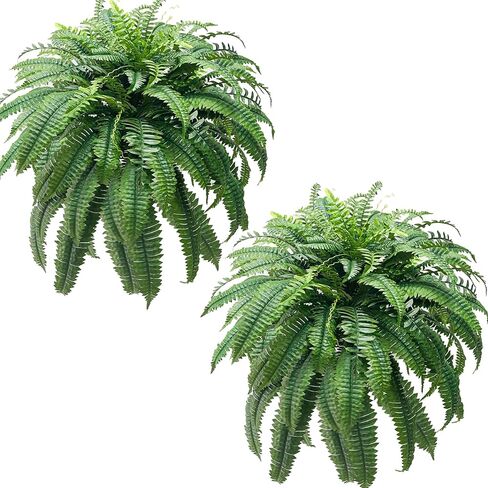48" Fake Ferns, Ferns Artificial Plants Large, Artificial Boston Fern, Set of 2 Faux Fern for Outdoors Planter Realistic UV Resistant Fake Bush Plants Greenery with 88 Fronds in Saudi Arabia
