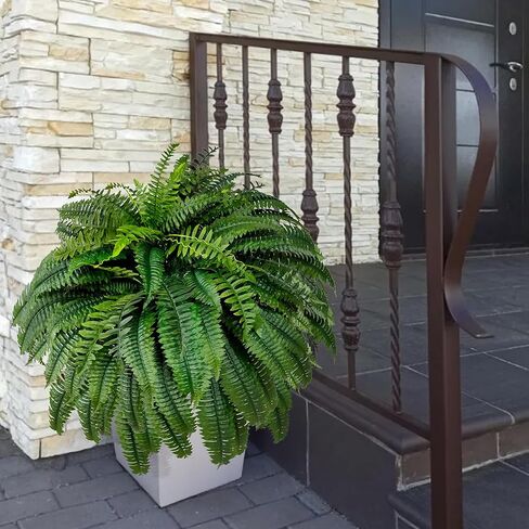 48" Fake Ferns, Ferns Artificial Plants Large, Artificial Boston Fern, Set of 2 Faux Fern for Outdoors Planter Realistic UV Resistant Fake Bush Plants Greenery with 88 Fronds in Saudi Arabia