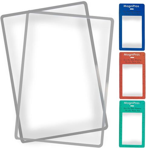 MagniPros (2 Pack) Large Full Page 3X Premium Magnifying Sheet Fresnel Lens 7.5 X 10.5 with 3 Bonus Bookmark Magnifiers Ideal for Reading Small Prints & Low Vision Seniors in Kuwait