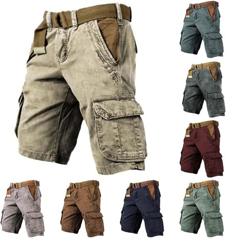شورت البضائع للرجال مع جيوب مرونة الخصر اقتصاص سراويل قصيرة رجالي الجري المشي لمسافات طويلة تجريب سريعة الجافة شورت برمودا in Kuwait