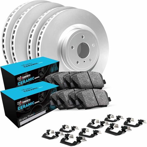 R1 Concepts Front and Rear Brake Kit For 2018-2024 Volkswagen Atlas| Blank Brake Rotors| Ceramic Brake Pads and Rotors Kit| Hardware included in Saudi Arabia