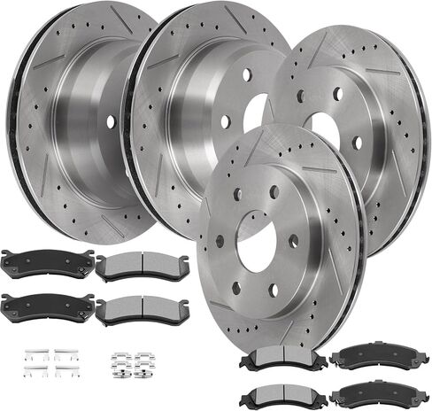 SCITOO Disc Brake Pads and Rotors Front 11.99" Rear 12.99" Rotors Replacement 2002-2006 For Cadillac,2000-2006 For Chevrolet,2000-2006 For GMC, 6/Lugs Vented Brake Kits in Saudi Arabia