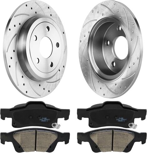 12.99 بوصة دوارات الفرامل المشقوقة الخلفية استبدال وسادات السيراميك لدودج دورانجو 2011-2020 مجموعة الفرامل الخلفية المتوافقة مع جيب جراند شيروكي 2011-2020 in Kuwait