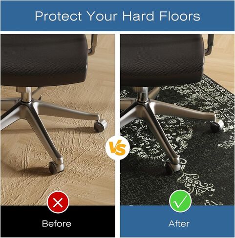 سجادة كرسي مكتب للأرضيات الصلبة والبلاط، مقاس 60 بوصة × 75 بوصة، سجادة كرسي مكتب للكراسي الدوارة، مضادة للانزلاق تحت سجادة المكتب، واقي أرضية للمكتب المنزلي، سجادة منطقة قابلة للغسل لغرفة المعيشة، أسود أخضر in Kuwait