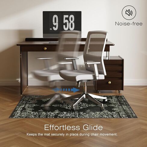 سجادة كرسي مكتب للأرضيات الصلبة والبلاط، مقاس 60 بوصة × 75 بوصة، سجادة كرسي مكتب للكراسي الدوارة، مضادة للانزلاق تحت سجادة المكتب، واقي أرضية للمكتب المنزلي، سجادة منطقة قابلة للغسل لغرفة المعيشة، أسود أخضر in Kuwait