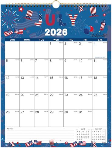 التقويم 2026-2027 - تقويم الحائط 2026-2027، يوليو 2026 - ديسمبر 2027، تقويم حائط 18 شهرًا، 11.4 بوصة × 14.6 بوصة، حلقة تعليق، مثالية للتخطيط - 12 موضوعًا مختلفًا in Kuwait