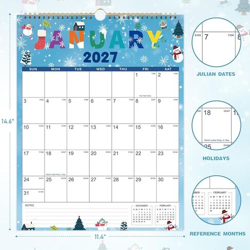 التقويم 2026-2027 - تقويم الحائط 2026-2027، يوليو 2026 - ديسمبر 2027، تقويم حائط 18 شهرًا، 11.4 بوصة × 14.6 بوصة، حلقة تعليق، مثالية للتخطيط - 12 موضوعًا مختلفًا in Kuwait