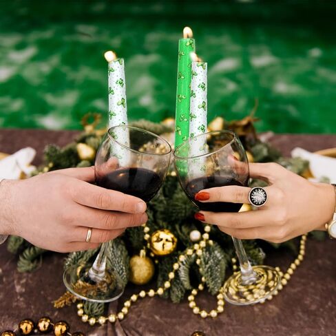 12 Pcs St. Patrick's Day Dripless Taper 9.8" Watercolor Green Shamrock Clover Candle Long Unscented Candle Sticks for Irish Wedding Party Favors Gifts Indoor Home Table Decor in Saudi Arabia