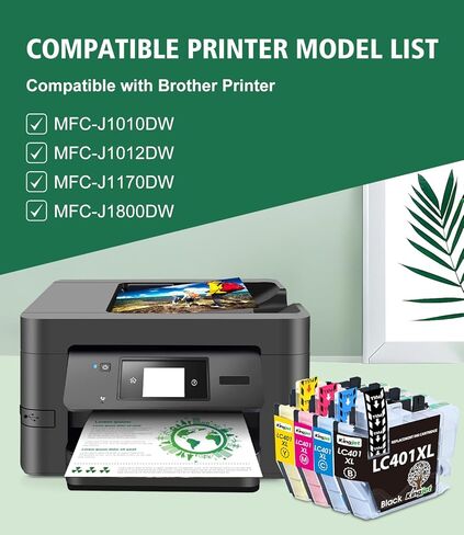 Kingjet Ink LC401XL Ink Cartridges Replacement for Brother LC401 Ink Cartridges LC401 XL LC401XL LC 401 Compatible with Brother Printers MFC-J1010DW MFC-J1170DW MFC-J1012DW MFC-J1800DW (4 Pack) in Kuwait