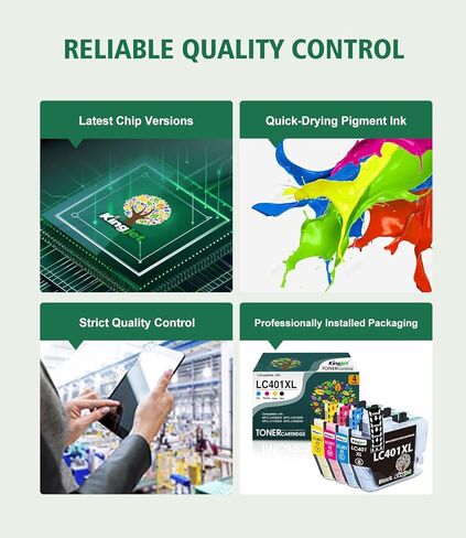 Kingjet Ink LC401XL Ink Cartridges Replacement for Brother LC401 Ink Cartridges LC401 XL LC401XL LC 401 Compatible with Brother Printers MFC-J1010DW MFC-J1170DW MFC-J1012DW MFC-J1800DW (4 Pack) in Kuwait