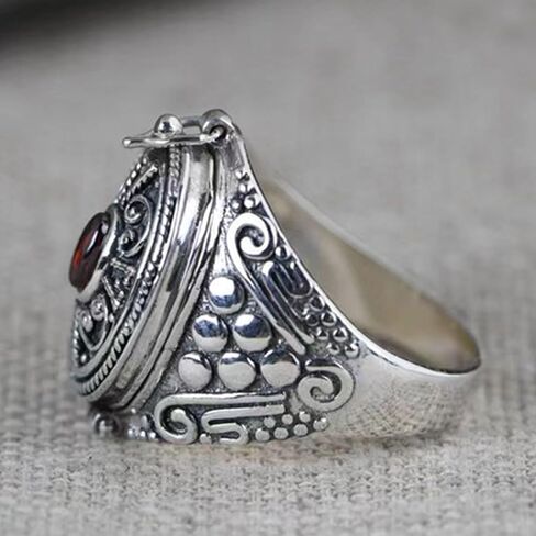 Alloy Gawu Box Rings with Secret Compartment for Jewelry Adjustable Size Openable Rings Ethnic Accessory for Parties in Kuwait