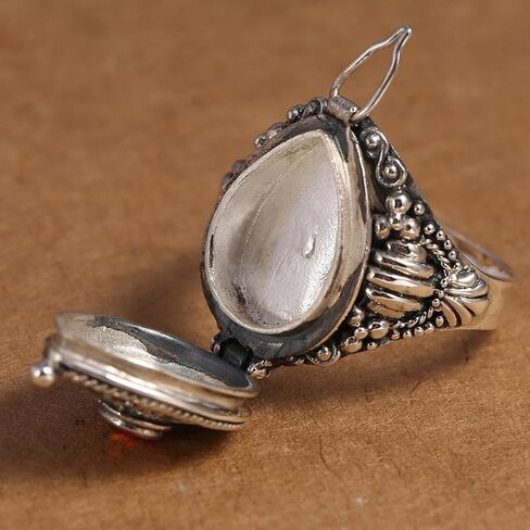 Alloy Gawu Box Rings with Secret Compartment for Jewelry Adjustable Size Openable Rings Ethnic Accessory for Parties in Kuwait