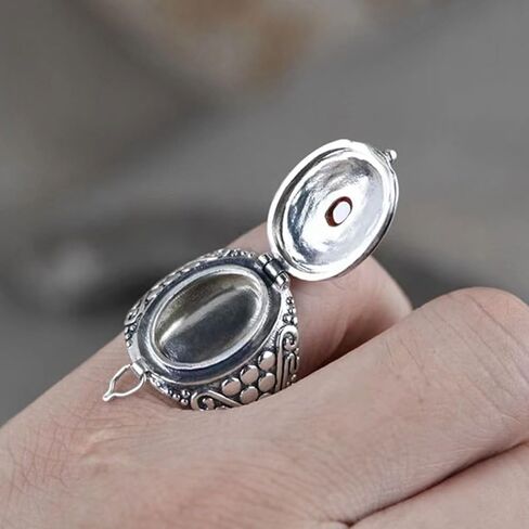 Alloy Gawu Box Rings with Secret Compartment for Jewelry Adjustable Size Openable Rings Ethnic Accessory for Parties in Kuwait