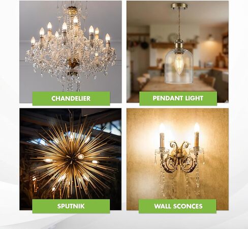 (12 Pack) 60-Watt Equivalent LED E12 Candelabra Base B11 Dimmable Clear Filament Vintage Style Light Bulb 2700K Warm White Decorative 60W LED Chandelier Ceiling Fan Bulbs. in Kuwait