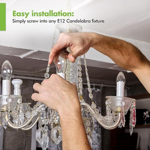 (12 Pack) 60-Watt Equivalent LED E12 Candelabra Base B11 Dimmable Clear Filament Vintage Style Light Bulb 2700K Warm White Decorative 60W LED Chandelier Ceiling Fan Bulbs. in Kuwait