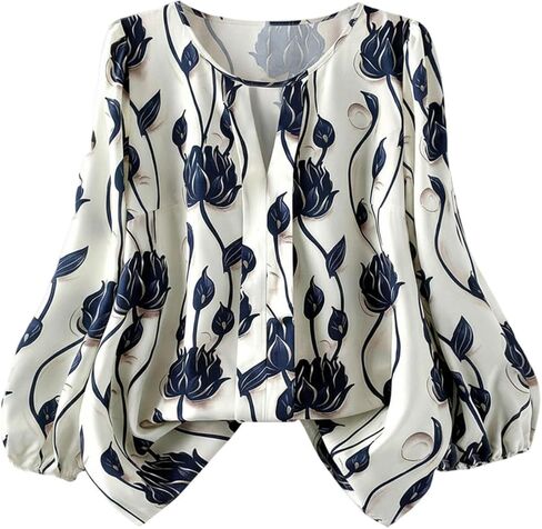 GORGLITTER Women's Plus Size Bishop Sleeve Peasant Blouse Floral Notch V Neck Shirt Boho 70s Mexican Spring Shirts in Saudi Arabia