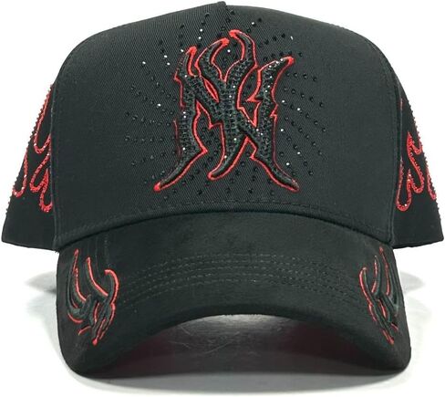 CAPFANS NEW Y FLAMAS RED Black - Premium Hat for Men,Caps for Any Occasion, Men's Baseball Cap, Men's Caps Adjustable, Men Hats Black Snapback Hat - Adjustable in Saudi Arabia