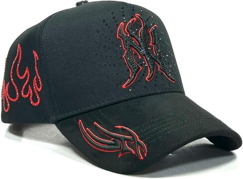 CAPFANS NEW Y FLAMAS RED Black - Premium Hat for Men,Caps for Any Occasion, Men's Baseball Cap, Men's Caps Adjustable, Men Hats Black Snapback Hat - Adjustable in Saudi Arabia
