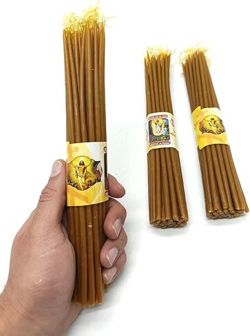 ZULUF 33 Beeswax Taper Candles Blessed at Holy Sepulchre Jerusalem – 9" Honey Scent Orthodox Church Prayer Candles, Christian Devotional Candles for Liturgy, Easter, Home Altar – 3 Bundles (99 Total) in Saudi Arabia
