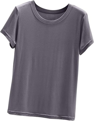 Womens Pajamas Top Basic Shirts Fashion Solid Short Sleeves Crewneck Classic Shirts Breathable Comfy Summer Tops in Kuwait