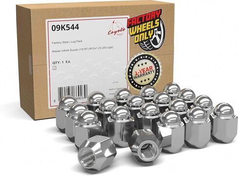 Wheel Accessories Parts 20 Pcs M12x 1.25 12x 1.25 Thread OEM Style Lug Nuts 1.2" Long Chrome 13/16" 21mm Hex Fits 2007+ Versa ｜ 2008+ Rouge ｜ 2011+ Leaf 40224-ZN50A ｜ 611-317 in Saudi Arabia