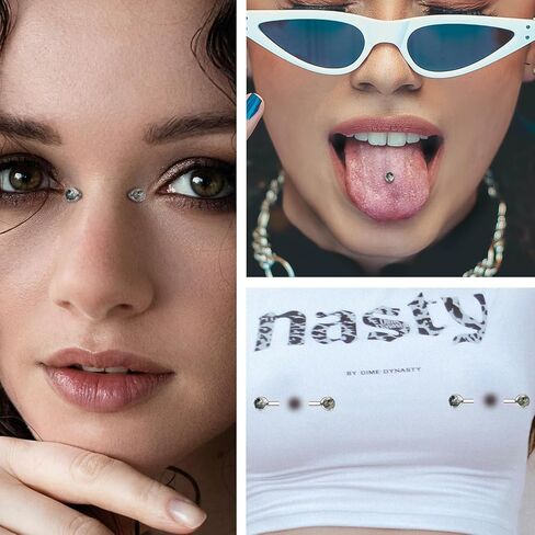 FUNLMO 1 Pair Nipple Piercing Jewelry Nipple Rings Titanium Tongue Rings Bridge Piercing Jewelry Internally Threaded Moss Agate Nipple Barbells in Saudi Arabia