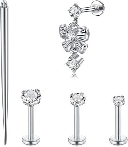 FECTAS 16G Flatback Stud Earrings for Women Hypoallergenic Internal Thread Silver Gold Cartilage Earring Tragus Helix Conch Nose Lip Monroe Labret Medusa Piercing Jewelry in Kuwait