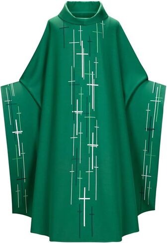 Catholic Priest Celebrant Chasuble - Liturgical Vestment Clergy Robes with Cross Motifs for Mass & Ceremonies in Saudi Arabia