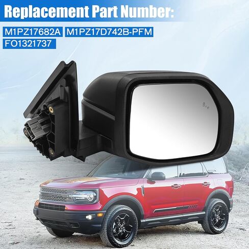 M1PZ17682A مرآة جانبية للركاب قابلة للتدفئة متوافقة مع Ford Bronco Sport 2021-2024 مرآة جانبية يمين مع طاقة النقطة العمياء قابلة للتعديل يدويًا قابلة للطي in Kuwait