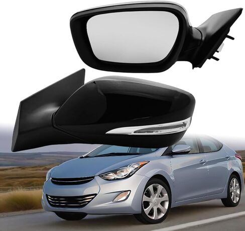مرآة جانبية للراكب الأيمن متوافقة مع 2011 2012 2013 Hyundai Elantra مع زجاج الطاقة، إشارة الانعطاف الساخنة، دليل قابل للطي، استبدال #876103Y000، 6 دبابيس باللون الأسود in Saudi Arabia