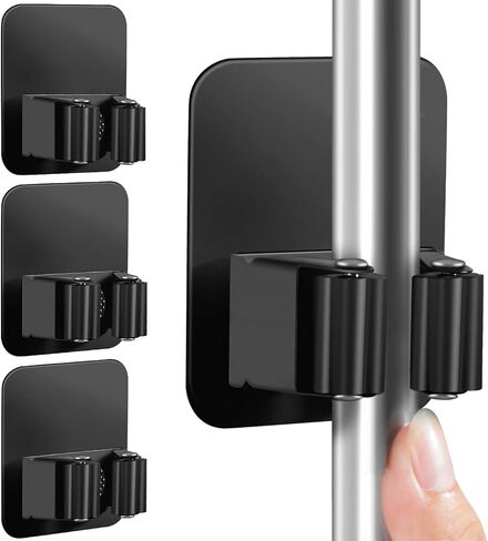 8 Pack Broom Holder Wall Mount, Improved Broom Holder, Super Anti-Slip Mop and Broom Holder Wall Mount, Broom Hanger Gripper for Kitchen, Bathroom, Closet, Garden Garage, Black in Kuwait