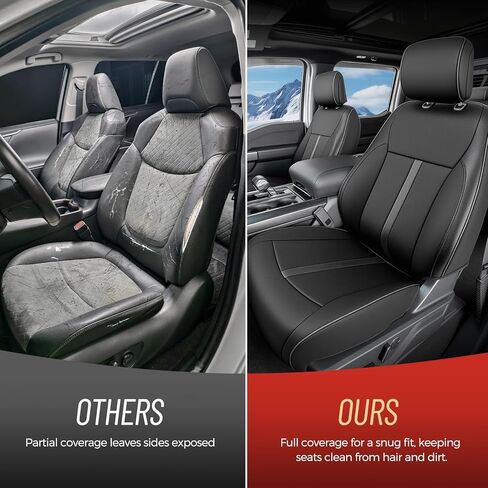 CreekT® Full Set Leather Seat Covers for Ford F150 2015-2025, Waterproof Truck Pickup Seat Covers Fit for Ford F-150 Accessories, for Ford F-150 2015-2025 Super Crew/Crew Cab(XL,XLT) (Black) in Saudi Arabia