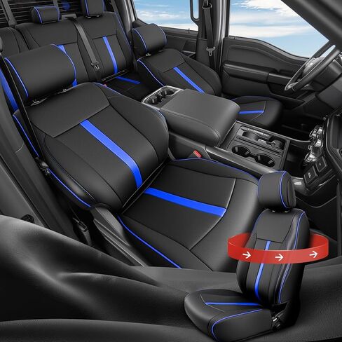 CreekT® Full Set Leather Seat Covers for Ford F150 2015-2025, Waterproof Truck Pickup Seat Covers Fit for Ford F-150 Accessories, for Ford F-150 2015-2025 Super Crew/Crew Cab(XL,XLT) (Black) in Saudi Arabia