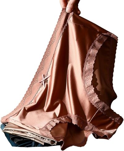 Womens Satin Panties Silky Underwear Full Coverage No Show Hipster Panties High Waist Cheeky Ice Invisible Briefs in Kuwait