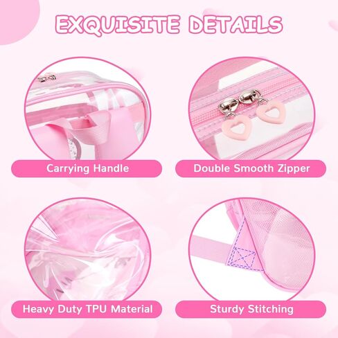 Clear Backpack, Heavy Duty Thick TPU Clear Bookbag, Transparent Bookbag Stadium Events, See Through Large Ergonomic Backpack for School Kids Girls Women Travel Security College Concert, Pink in Saudi Arabia