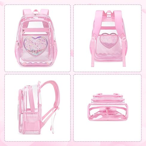 Clear Backpack, Heavy Duty Thick TPU Clear Bookbag, Transparent Bookbag Stadium Events, See Through Large Ergonomic Backpack for School Kids Girls Women Travel Security College Concert, Pink in Saudi Arabia