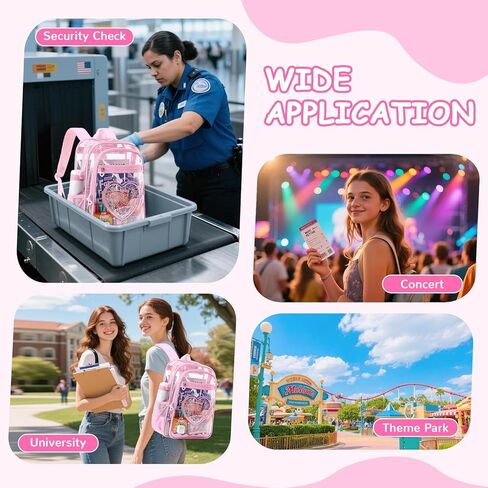 Clear Backpack, Heavy Duty Thick TPU Clear Bookbag, Transparent Bookbag Stadium Events, See Through Large Ergonomic Backpack for School Kids Girls Women Travel Security College Concert, Pink in Saudi Arabia