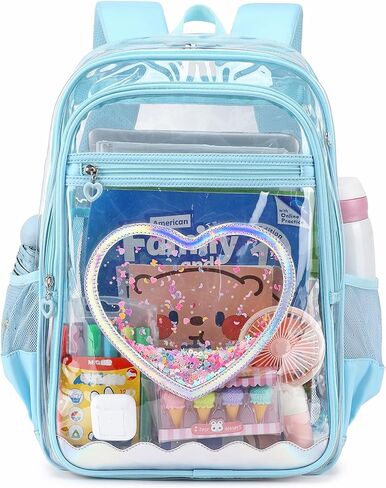 Clear Backpack, Heavy Duty Thick TPU Clear Bookbag, Transparent Bookbag Stadium Events, See Through Large Ergonomic Backpack for School Kids Girls Women Travel Security College Concert, Pink in Saudi Arabia