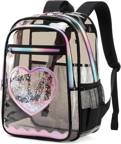 Clear Backpack, Heavy Duty Thick TPU Clear Bookbag, Transparent Bookbag Stadium Events, See Through Large Ergonomic Backpack for School Kids Girls Women Travel Security College Concert, Pink in Saudi Arabia