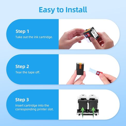 خراطيش حبر 63XL بديلة لـ HP 63 (أسود 2-Pack) تعمل مع DeskJet 1110 1111 1112 2130 2131 2132 2133 3630 3631 3632 ENVY 4511 4512 4513 4516 4517 4520 4522 4523 4524 4525 4526 4527 4528 in Kuwait