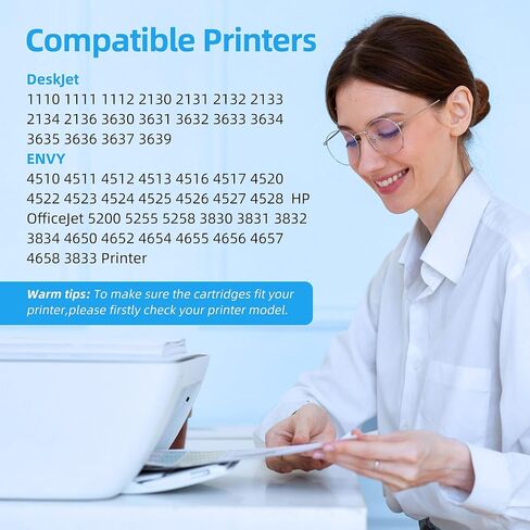 خراطيش حبر 63XL بديلة لـ HP 63 (أسود 2-Pack) تعمل مع DeskJet 1110 1111 1112 2130 2131 2132 2133 3630 3631 3632 ENVY 4511 4512 4513 4516 4517 4520 4522 4523 4524 4525 4526 4527 4528 in Kuwait